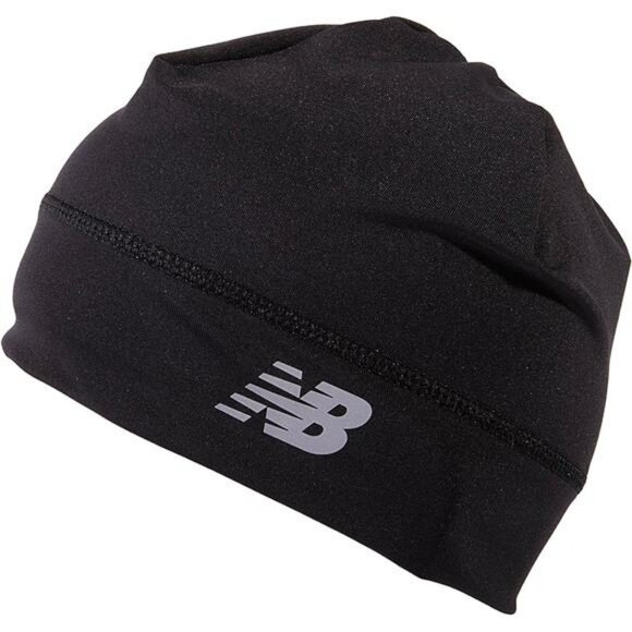 Black Running Beanie Mens Lightweight Athletic Skullcap Hat Fleece Warm Cap - Picture 1 of 7